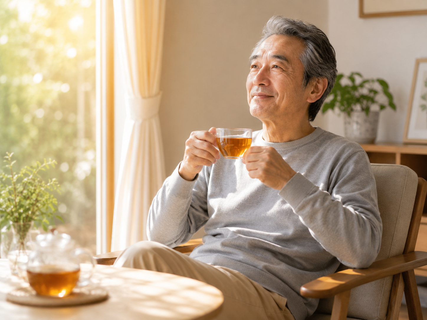 自宅でリラックスする男性