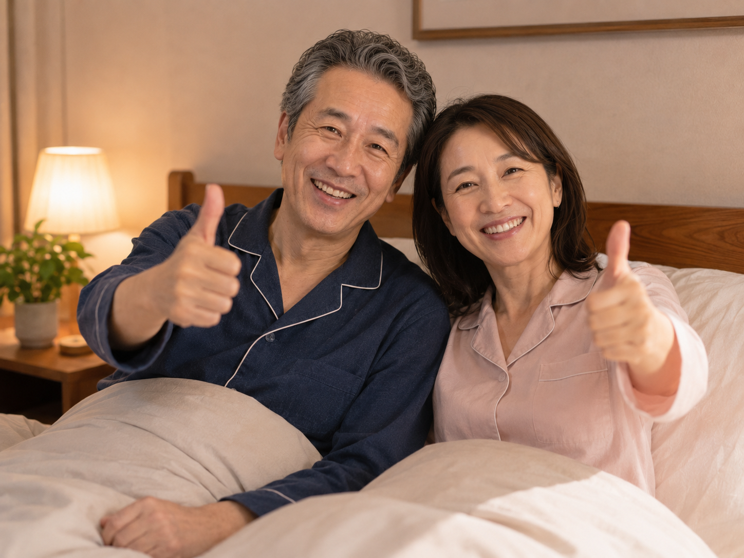 妻と笑顔で過ごす夫婦